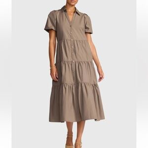 Brochu Walker Taupe Button-Down Midi Dress